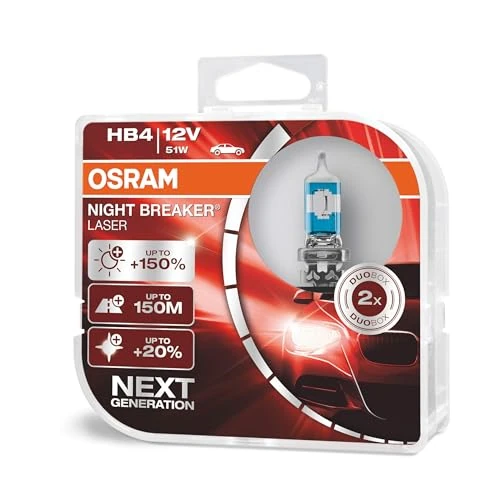 Offre limitée : OSRAM NIGHT BREAKER LASER HB4, +150% de lumière en plus, ampoule de phare halogène, 9006NL-HCB, 12V, double boîtier (2 lampes) de 26.93 € à 26.93 € (0.00% de remise)