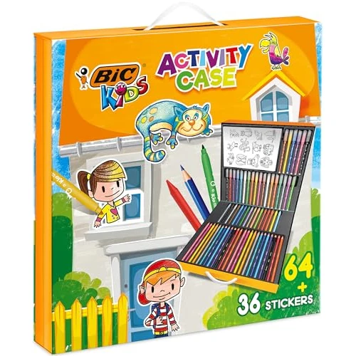 Offerta a tempo: BIC Kids Activity Case - 24 Matite per Colorare/24 Pennarelli/16 Pastelli a Cera e 36 Adesivi da Colorare - 54% da 50.41 € a 23.40 €