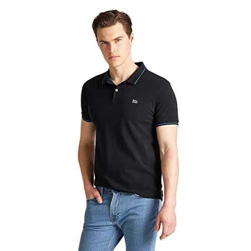 Zeitlich begrenztes Angebot: Lee Herren PIQUE POLO T-shirt, Ecru (Black 01), Large von 45.00 € auf 21.47 € (52% Rabatt)