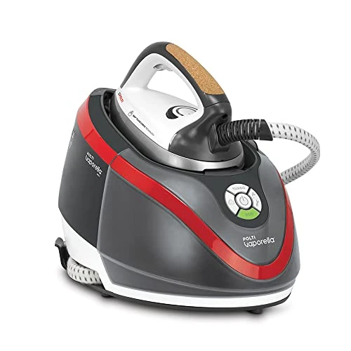 Polti Vaporella Next VN18.30 Steam Generator with High Pressure Boiler, 6 Bar, Continuous Ironing, Steam Pulse 350 g, Turbo and Eco Mode, 1.3 L, 2200 W, Anthracite/Red/White