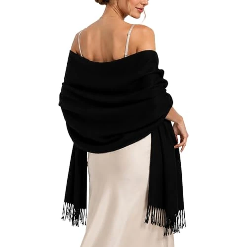 Limited-time offer: RIIQIICHY Black Pashmina Shawl Wrap for Women Wedding Ladies Winter Scarf from 14.99 £ to 14.99 £ (save 0.00%)