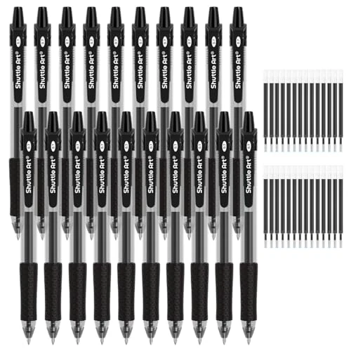 Oferta limitada: Shuttle Art Bolígrafo de Gel Retráctil Negro, 48 Bolígrafos Rollerball Negros (20 Bolígrafos Retráctiles + 28 Recambios) con Punta Media (0.7mm) de 14.99 € a 14.99 € (ahorro 0.00%)