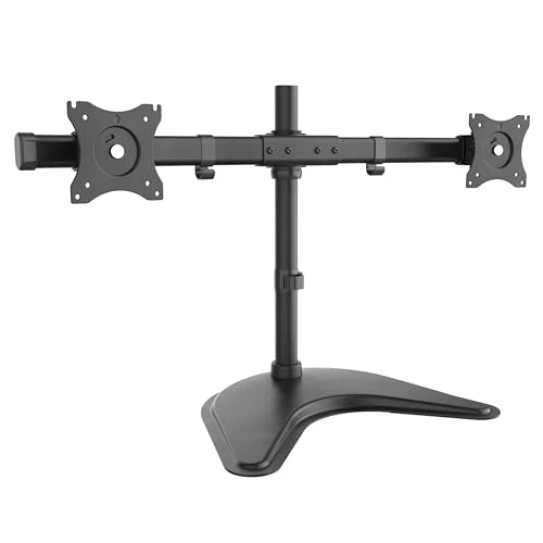 RICOO Dual Monitor Stand Tilt TS8211 Swivel 13-27 Inch VESA 75x75 100x100 Double Arm Mounting System LED LCD Screen Desk Mount Black