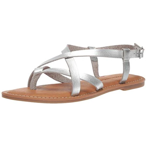 Amazon Essentials Women's Casual Strappy Sandal, Silver, 11 UK