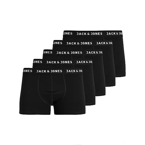 Limited-time offer: JACK & JONES Men's Jachuey Trunks 5 Pack Noos Boxer, Black (Black Detail: Black & Black), Medium (Pack of 5) from 35.00 £ to 27.99 £ (save 20%)