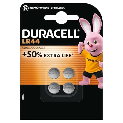 Limited-time offer: DURACELL LR44 (4 Pack) Specialty Alkaline Battery 1.5V (A76)– +50% EXTRA LIFE– For Thermometers, Flashlights, Watches, Security Systems & Medical Devices – 5–Year Storage Guarantee - Leak Prevention from 7.70 £ to 5.00 £ (save 35%)