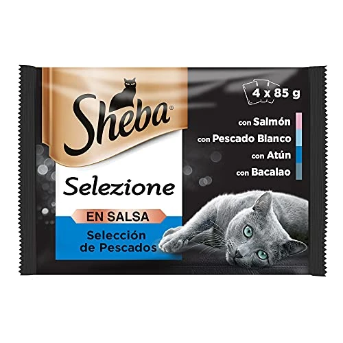 Sheba - Selezione, Cibo umido per gatti, pesce in salsa, multipack (13 x 4 bustine da 85 g)