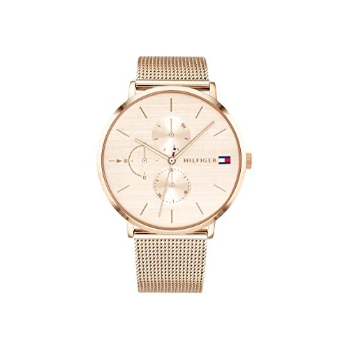 Tommy Hilfiger Analogue Multifunction Quartz Watch for women with Rose gold colored Stainless Steel mesh bracelet - 1781944