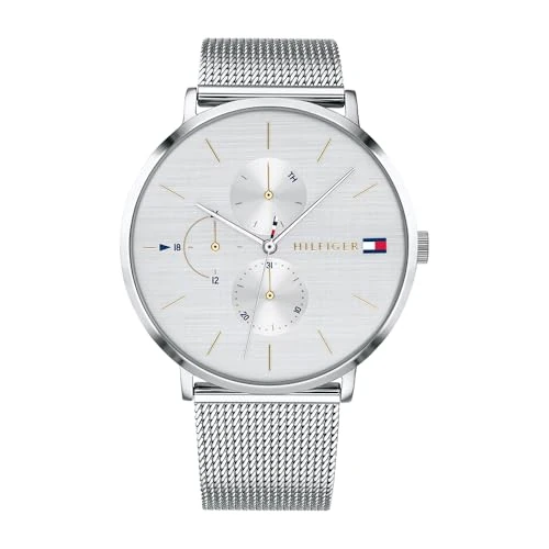 Offerta a tempo: Tommy Hilfiger Orologio Analogico Multifunzione al Quarzo da Donna con Cinturino in Maglia Metallica in Acciaio Inossidabile Argentato - 1781942 - 47% da 169.00 € a 88.89 €