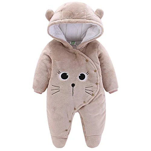 Offerta a tempo: JiAmy Bambino Tute da neve Inverno Pagliaccetto con Cappuccio Tutina in Pile Denso Jumpsuit Abiti Cachi 0-3 Mesi (59/44 etichetta) - 25% da 34.99 € a 26.24 €