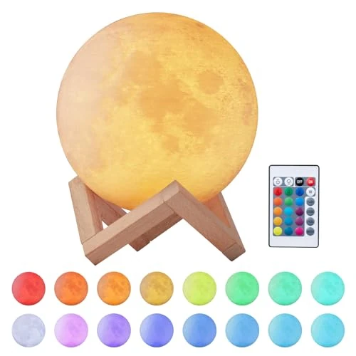Tijdelijke aanbieding: EXTSUD 15 cm maanlamp, 16 kleuren, 3D maanlamp met afstandsbediening, aanraakschakelaar, ingebouwde batterij, dimbare USB-oplaadbare nachtlamp, decoratieve slaapkamerverlichting voor kinderen van 21.34 EUR naar 21.34 EUR (korting 0%)