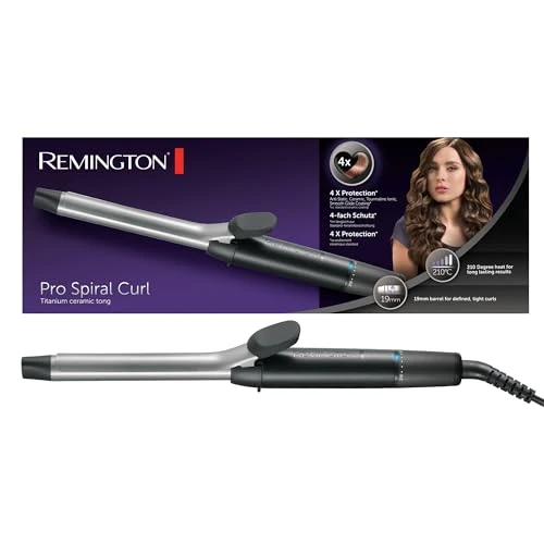 Oferta limitada: Remington Rizador de Pelo Pro Spiral Curl, Ondulador de Pelo con Pinza de 19 mm, Crea Rizos Definidos, Cerámica con Titanio, Turmalina, Protección y Brillo, 8 Temperaturas hasta 210°C, CI5519 de 30.99 € a 27.20 € (ahorro 12%)