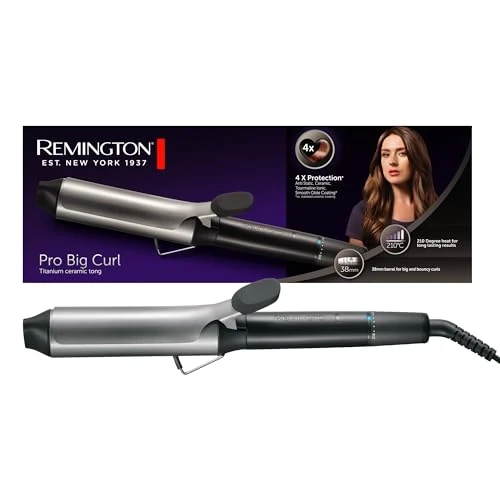 Oferta limitada: Remington Rizador de Pelo Pro Big Curl, Ondulador de Pelo con Pinza de 38 mm, Rizos Grandes y Ondas Suaves, Cerámica con Titanio, Turmalina, Protección y Brillo, 8 Temperaturas hasta 210°C, CI5538 de 41.99 EUR a 19.99 EUR (ahorro 52%)