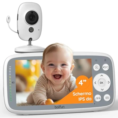 BOIFUN Baby Monitor, Camcorder, 8.1 cm / 3.2 Inch Display, 750 mAh, Stand, Rechargeable Battery, VOX, Night and Temperature Vision, 8 Lullabies for Child/Elderly, Motion Activated