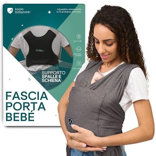 Offerta a tempo: Koala Babycare Fascia Porta Bebe Neonato Facile da Indossare, Regolabile e Unisex - Marsupio Neonati Multiuso Adatto Fino a 9kg - Fascia Porta Bambino Antracite - 0.00% da 54.90 € a 54.90 €