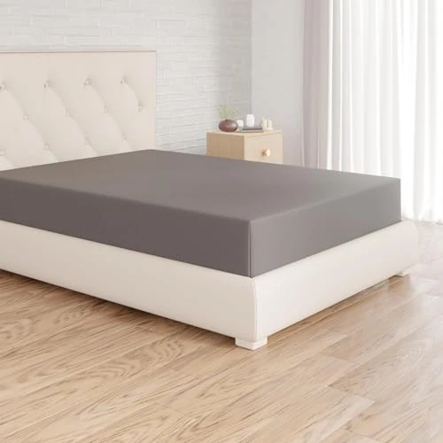 Limited offer: Amazon Basics Bedding Jersey Cotton Small Single Fitted Sheet with 12 inch (30 cm) Deep Pocket, 80 x 200 cm, Dark Grey from 16.35 EUR to 10.30 EUR (save 37%)