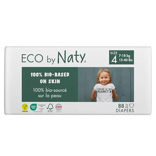 Oferta ograniczona: Eco by Naty Pieluszki dla Dzieci - Ekologiczne, na bazie roślin, doskonałe dla wrażliwej skóry, zapobiegają przeciekaniu (rozmiar 4, 88 sztuk) z 139.99 PLN na 139.99 PLN (zniżka 0%)