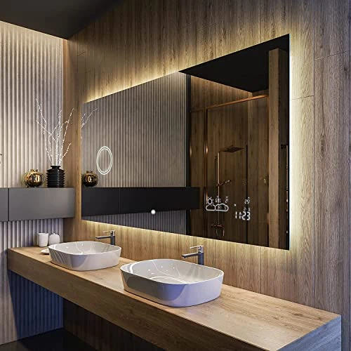 FORAM 1500 X 900 mm Illuminated Bathroom Mirror with LED Lights | 96 sized | Customizable | Backlit Smart Mirror | Wall Mounted Bluetooth Mirror | L58