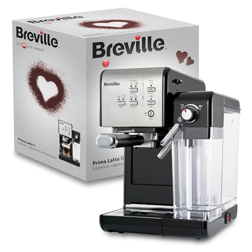 Breville Prima Latte II Espresso | Latte Coffee and Cappuccino Machine | Professional 19-Bar Pump and Milk Frother | Silver (VCF108X)