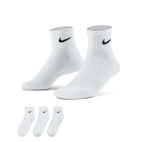 Nike U NK Everyday Cush Ankle 3Pr Socks, Hombre, White/Black, L