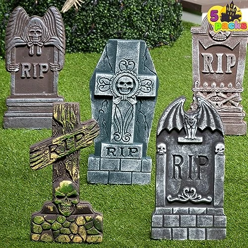 Offerta a tempo: JOYIN 43 cm 5 Decorazioni di Halloween RIP in Pietre Tombali Cimitero in Schiuma e 12 Puntali in Metallo Bonus per Decorazioni in Cortile - 0.00% da 36.99 € a 36.99 €