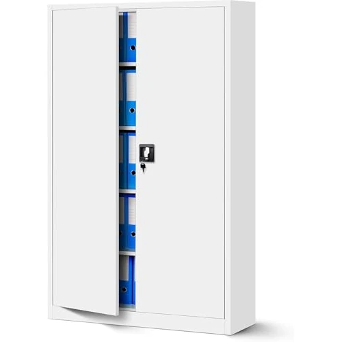 Oferta limitada: Jan Nowak Armario de Oficina XXL Archivador Armario de Herramientas Metálico 4 Estantes con Recubrimiento de Polvo Se Puede Cerrar 185 cm x 115 cm x 40 cm (Blanco) de 299.99 EUR a 219.99 EUR (ahorro 27%)
