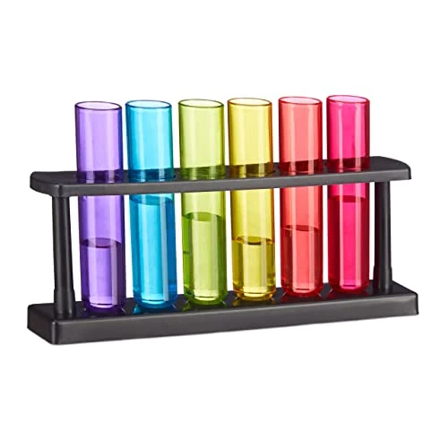 Zeitlich begrenztes Angebot: Relaxdays, bunt Reagenzgläser Shotgläser, 6 witzige Schnapsgläser mit Ständer, 4 cl, Test Tubes für Shots, Kunststoff, 6-teiliges Set von 8.99 € auf 8.99 € (0.00% Rabatt)