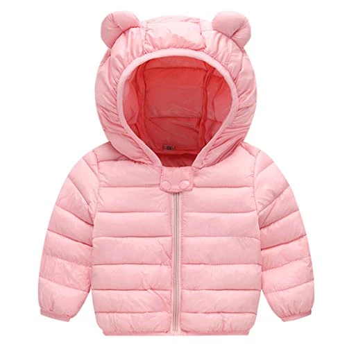 JiAmy Bambino Inverno Giacche Cappotto con Cappuccio Ragazzi Ragazze Leggero Giubbotti Rosa 6-12 Mesi