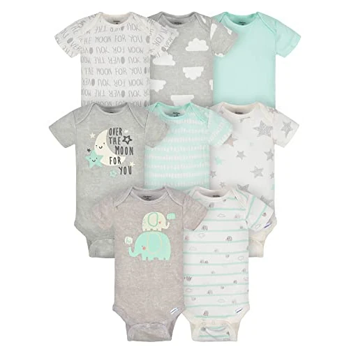 Gerber Lot de 8 bodies pour bébé, motif éléphants