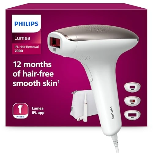 Philips Lumea serie 7000, dispositivo de depilación IPL, alternativa de depilación láser con lápiz recortador compacto satén, 3 accesorios para el cuerpo, la cara y la zona del bikini, BRI923/00