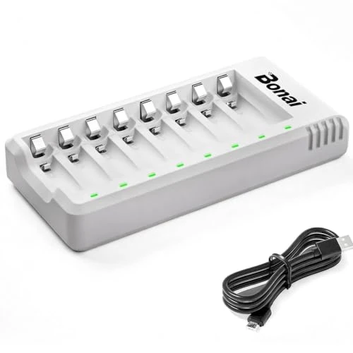 Offerta a tempo: BONAI Caricabatterie Pile Ricaricabili AA AAA con Indicatori LED, Carica Batterie 8 Slot Indipendenti per Ni-MH, Caricatore Intelligente con Ingresso USB per Pile Stilo e Ministilo - 11% da 17.99 € a 15.99 €