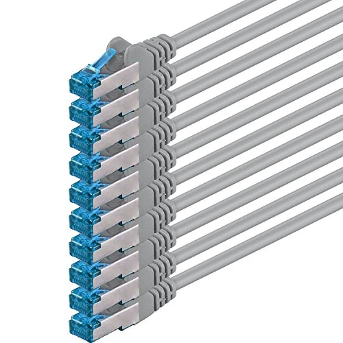 Offerta a tempo: 1aTTack.de 0,25 m - CAT6a - cavo di rete grigio - 10 pezzi Cavo patch CAT 6 A 10000 Mbit s SFTP PIMF 500 MHz compatibile con CAT5 CAT6 CAT7 DSL Internet Switch Router - 27% da 19.95 € a 14.60 €