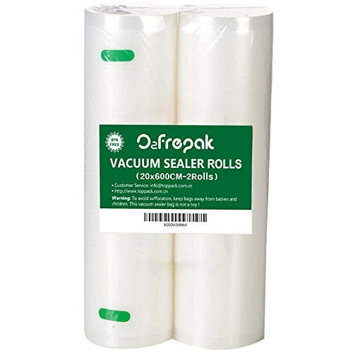 Offerta a tempo: O2frepak 2 Rotoli 20X600cm Buste Rotoli Sottovuoto Alimenti,Sacchetti Sottovuoto per Alimenti,Sacchi Sottovuoto Alimenti senza BPA (totale:1200cm) - 11% da 18.99 € a 16.86 €