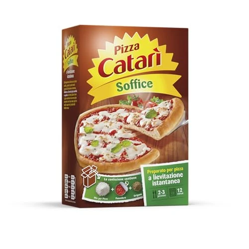 Offerta a tempo: Catarì Pizza Preparato per Pizza Soffice, a Lievitazione Istantanea, con Miscele per la Base, Polpa di Pomodoro e Bustina di Origano - 6% da 1.79 € a 1.69 €