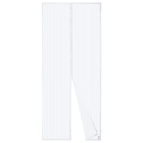 Apalus Fliegengitter Tür, Magnet Insektenschutz 100x240cm, Der Magnetvorhang Ist Ideal Für Die Balkontür, Kellertür und Terrassentür, Kinderleichte Klebemontage Ohne Bohren, Nicht Kürzbar, Weiß