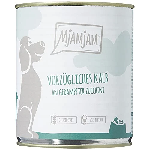 Limited-time offer: MjAMjAM - premium wet food for dogs - excellent veal with steamed zucchini, pack of 6 (6 x 800 g), grain-free with extra meat from 24.15 £ to 24.15 £ (save 0.00%)