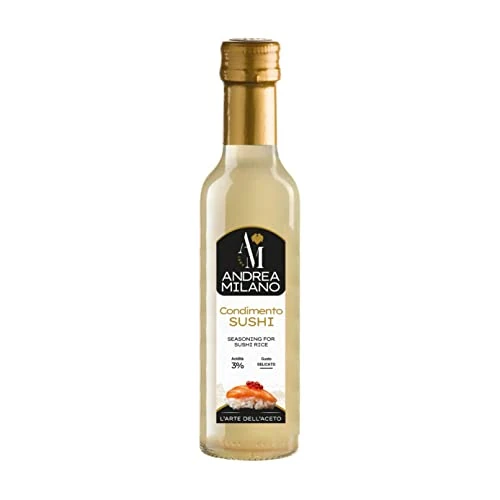 Offerta a tempo: Andrea Milano, Condimento Ideale per Sushi e Pokè, si Abbina Perfettamente a Piatti a Base di Riso e Pesce, Sapore Leggero e Gusto Delicato, Acidità 3%, Made in Italy, 250 ml - 0.00% da 5.99 € a 5.99 €