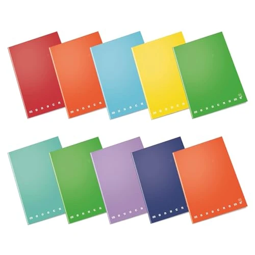 Pigna Monocromo Notebook 02298880C, Quaderno A4 Con Rigatura 0 C, Multicolore, Dieci Pezzi