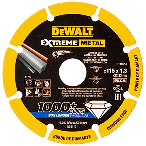 Offerta a tempo: DEWALT DT40251-QZ - Disco Diamantato Taglio Metallo 115x22.23x1.3mm - 41% da 20.00 € a 11.90 €