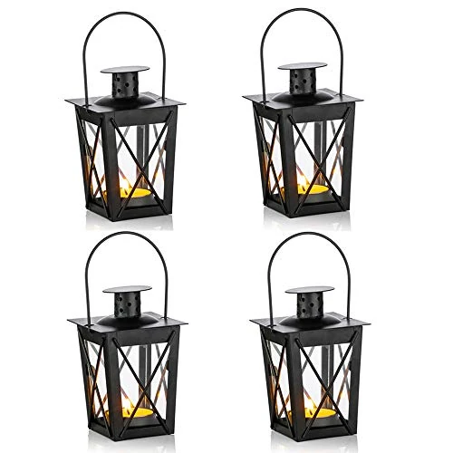 Limited-time offer: Nuptio 4 Pcs Lanterns for Candles, Vintage Black Metal Mini Decorative Candle Lanterns Tealight Candle Holder & Led Tea Light Candleholder Decoration for Birthday Party Wedding Garden Centerpiece from 25.43 GBP to 25.43 GBP (save 0%)