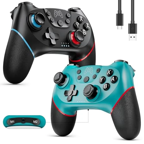 Offerta a tempo: Etpark 2 Pack Controller per Switch, Bluetooth Gamepad per Switch/Switch 2/Lite/OLED, Pro Controller con Hall Joystick, Wake up, Vibrazione, Turbo, 6-Axis Gyro, Pulsante Programmabile - 20% da 40.99 € a 32.99 €