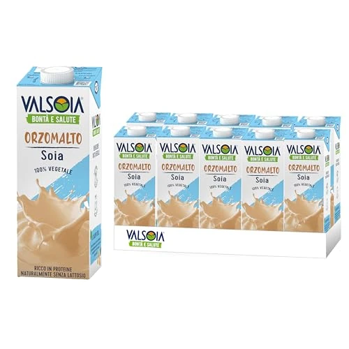 Offerta a tempo: Valsoia - Bevanda Soyadrink Orzomalto, Box da 10 Tetra Brik da 1000ml, 100% Vegetale, Senza Lattosio, Fonte di Proteine Vegetali, Ideale anche per Vegani e Vegetariani, può Contenere Tracce di Glutine - 48% da 26.99 € a 13.99 €