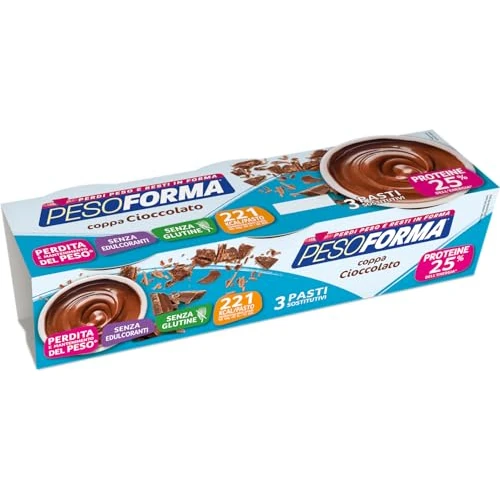 Offerta a tempo: Pesoforma Coppa Budino al Cioccolato, x3 Pasti sostitutivi dimagranti SENZA GLUTINE SOLO 221 Kcal, Ricco in proteine - 43% da 7.70 € a 4.37 €