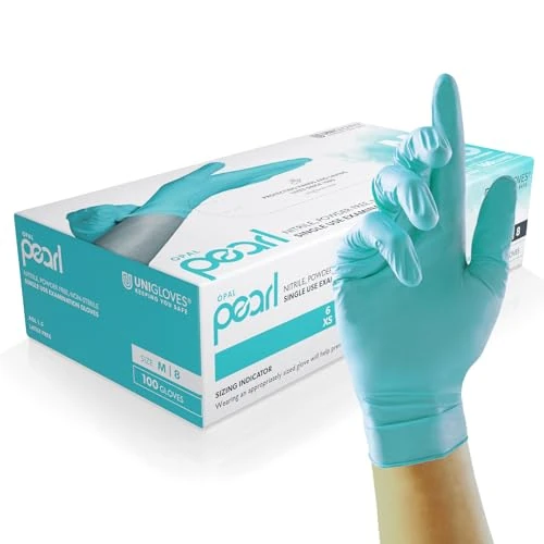 Offerta a tempo: UNIGLOVES Pearl Aqua blu Guanti Monouso in Nitrile Senza Polvere - 38% da 18.56 € a 11.49 €