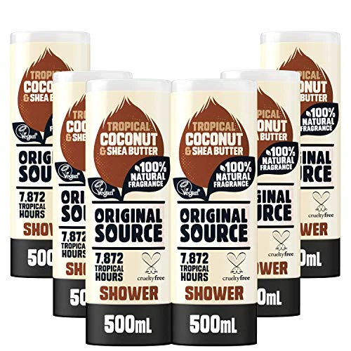 Offerta a tempo: Original Source Gel doccia al burro di cocco e karité, 100% fragranza naturale, gel doccia vegano, senza parabeni, confezione multipla da 6 x 500 ml - 0.00% da 22.71 € a 22.71 €