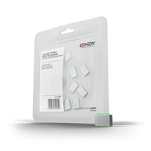 Limited-time offer: LINDY USB Type C Port Blockers (Without Key) - Pack of 10, Green from 24.88 £ to 24.88 £ (save 0.00%)