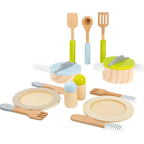 Offerta a tempo: Small Foot- Set stoviglie e pentole Bambini, in Legno, 15 Pezzi, Un complemento Perfetto per Ogni Cucina da Gioco Ideale cucinetta, pz, 11098, Multicolore - 23% da 26.88 € a 20.74 €