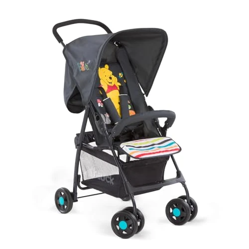 hauck Disney Lightweigt Pushchair Sport / Compact Folding / Fully Reclining / Lie-Flat Position From Birth / XL Shopping Basket / Sun Canopy / Up to 18 Kg / Winnie The Pooh / Geo Black