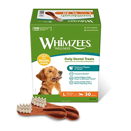 Limited-time offer: WHIMZEES Toothbrush L, Month Box, 30 Pieces – Dog Dental Stix, Size L, Dog Dental Sticks for Large Breeds, Natural and Grain Free, Rawhide-Free, Vegetarian, No Added Sugar from 34.49 GBP to 31.29 GBP (save 9%)