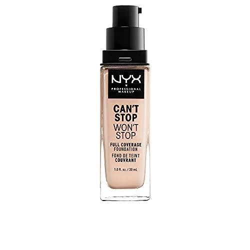 NYX Professional Makeup Can't Stop Won't Stop Full Coverage Foundation podkład do twarzy w płynie, kremowy, trwały, łatwe rozprowadzenie,1.3 Light Porcelain, 30 ml